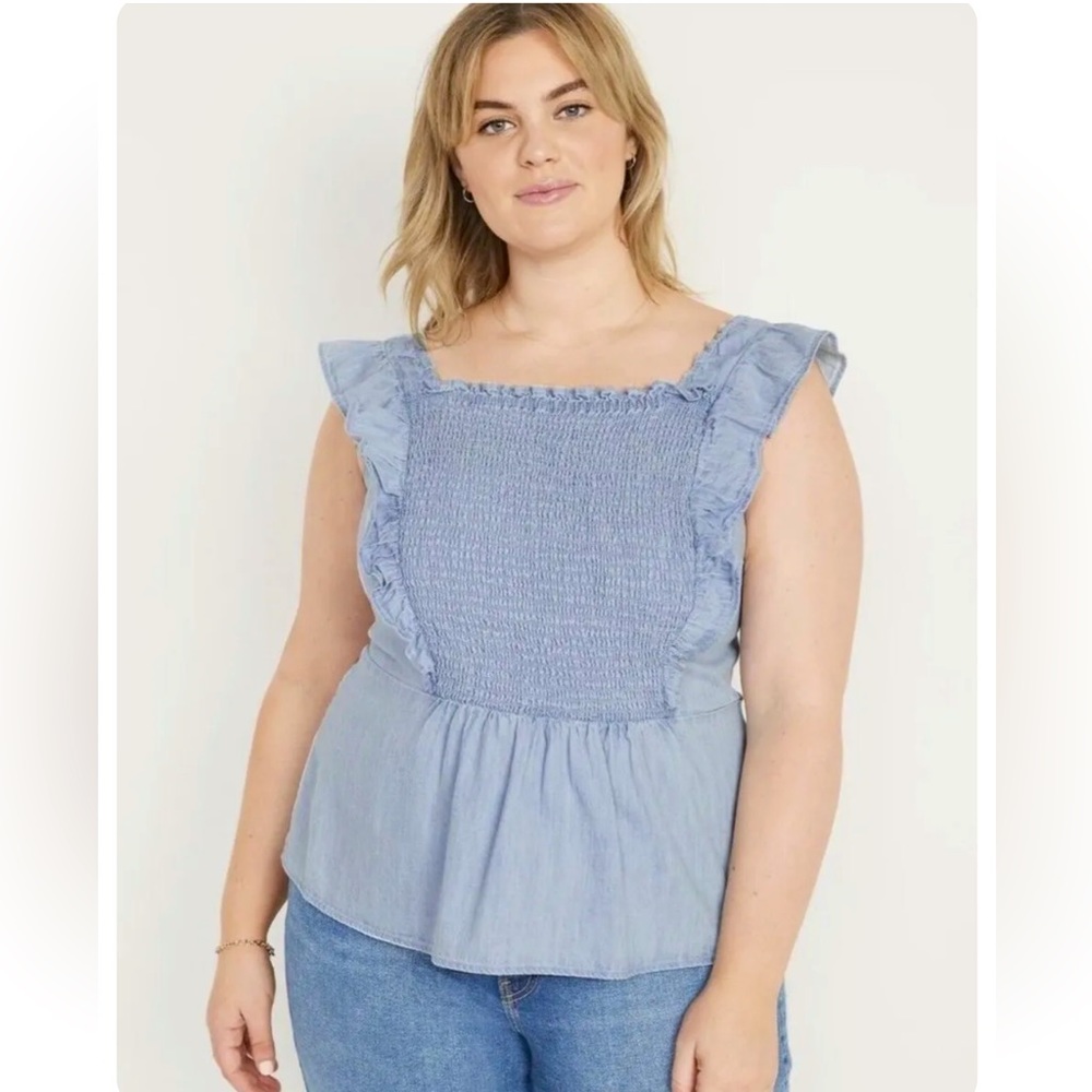 Chambray ruffle top